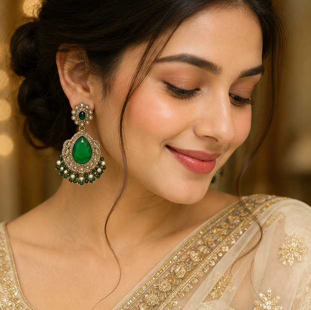 Emerald Royale Chandbali Earrings