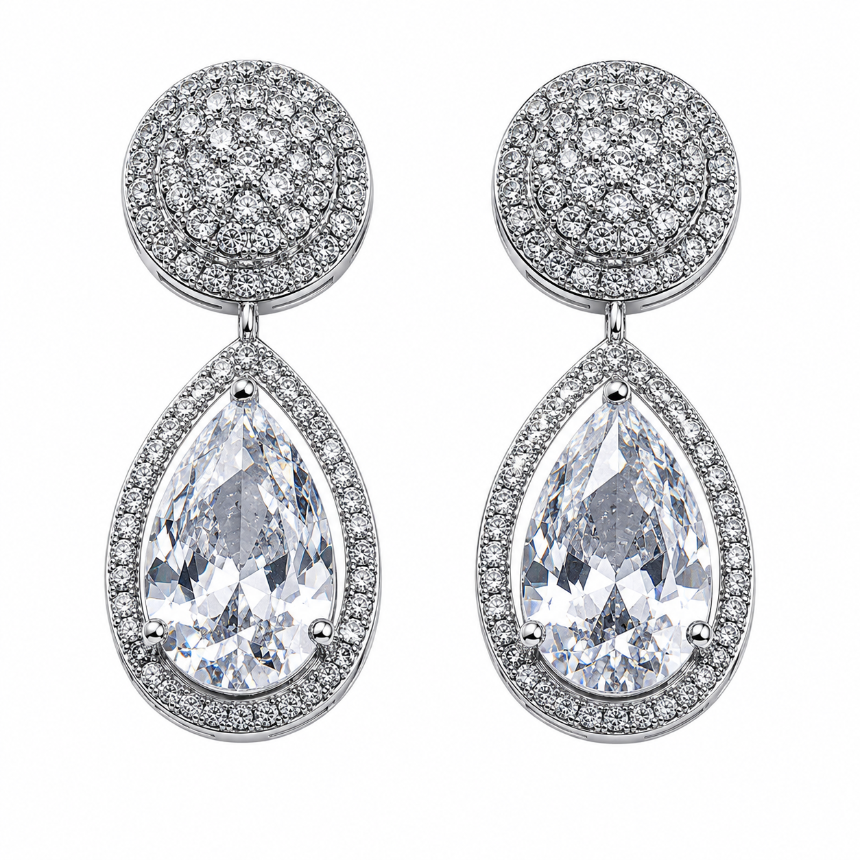 Silver Clear Moonligh Teardrop Stud