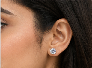 Silver Clear Solitaire Stud Earrings
