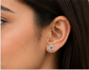 Gold Clear Solitaire Stud Earrings