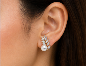 Gold Pearl Leaf Spark Studs