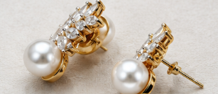 Silver Pearl Leaf Spark Studs