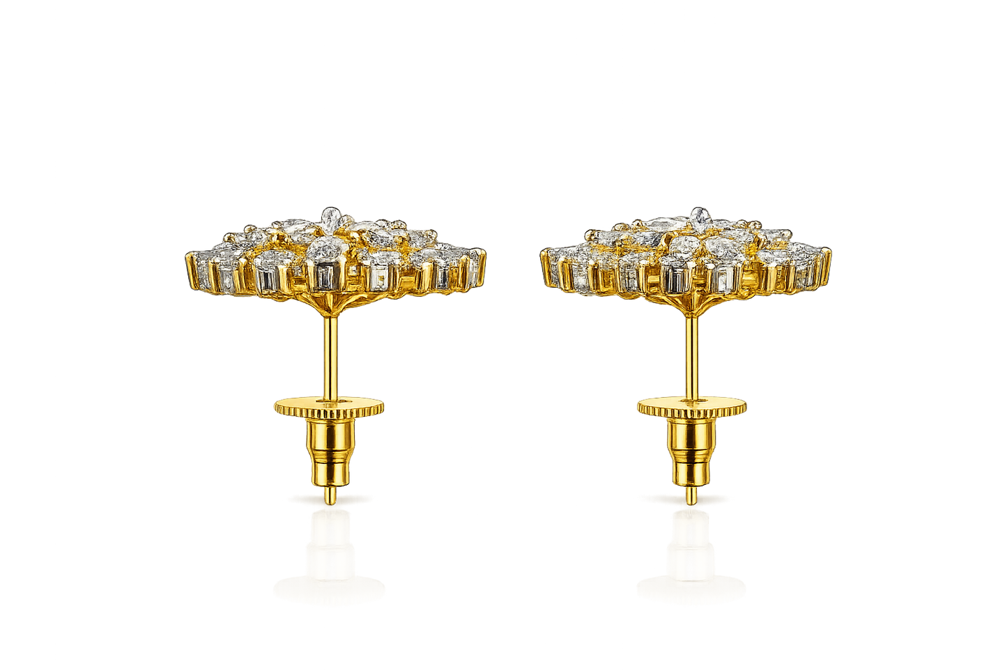Gold Sparkling Sunflower Ear Tops
