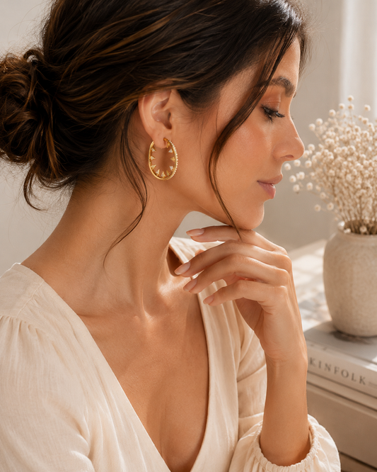 Gold Silver Luna Spike Circle Earrings