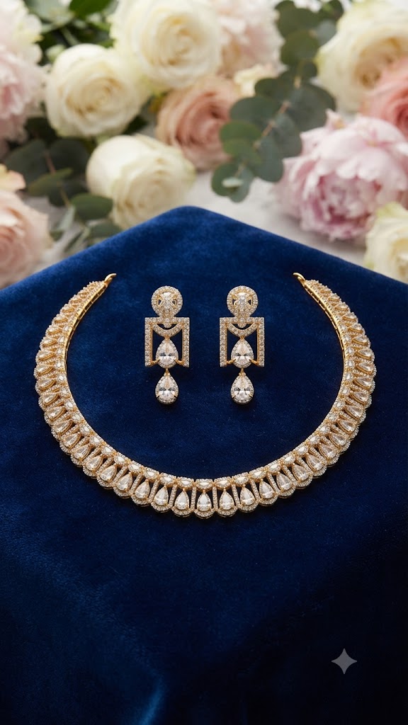 Crystal Elegance Statement Necklace Set