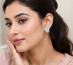 Silver Crystal Orbit Stud Earrings