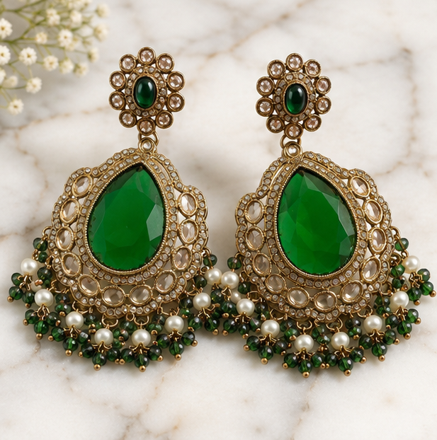 Emerald Royale Chandbali Earrings