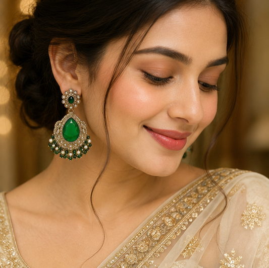 Emerald Royale Chandbali Earrings