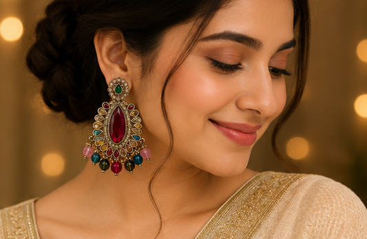 Ruby Prism Heritage Chandbali Earrings