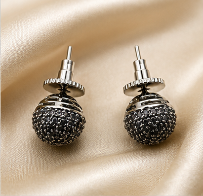 Silver Stardust Dome Stud Earrings