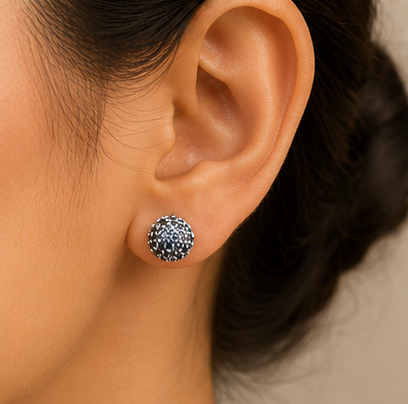 Silver Stardust Dome Stud Earrings