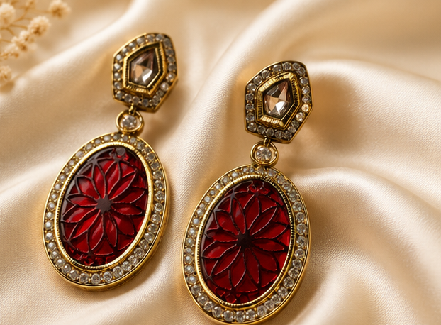 Ruby Bloom Crystal Statement Earrings