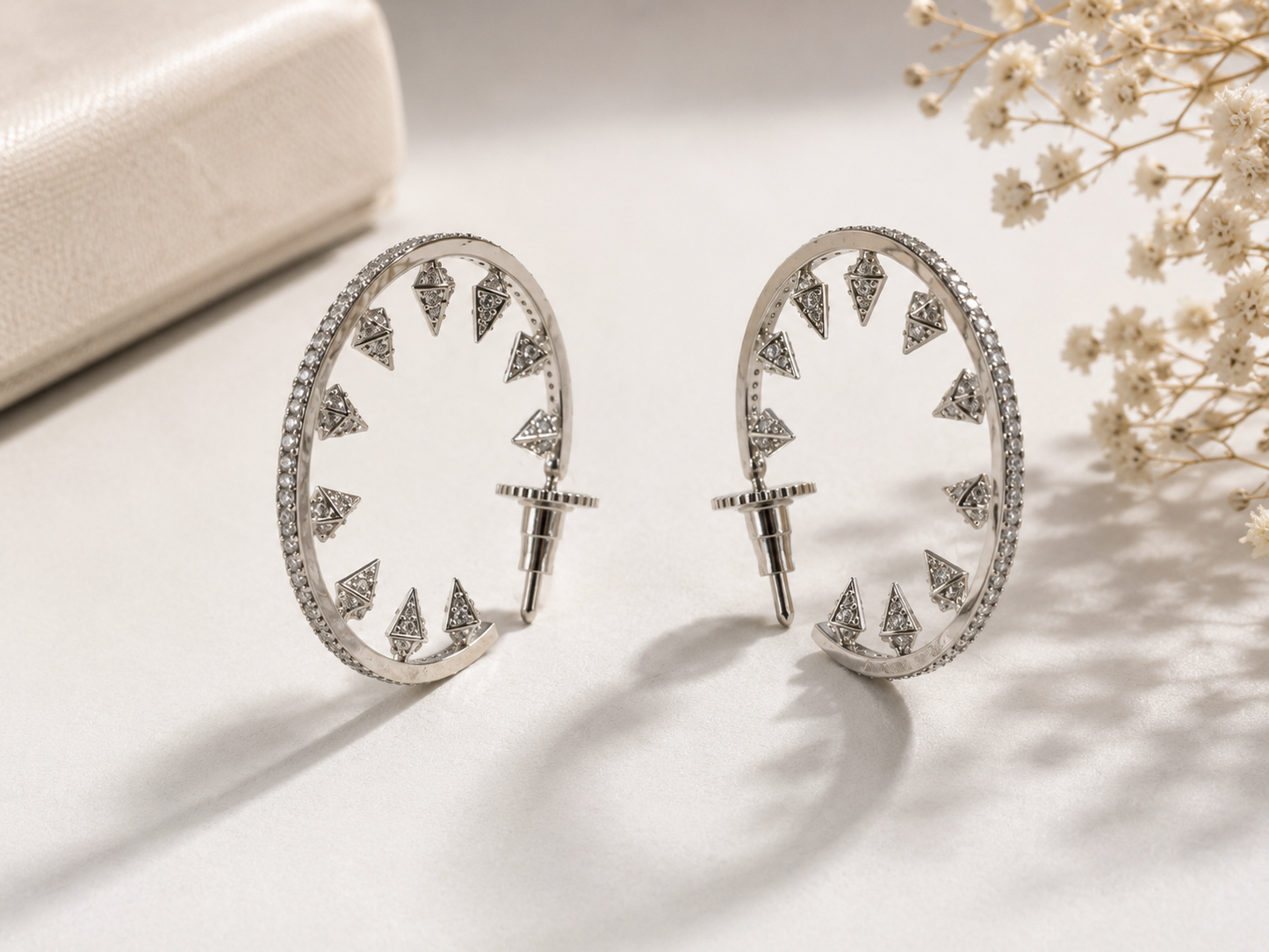 Silver Luna Spike Circle Earrings