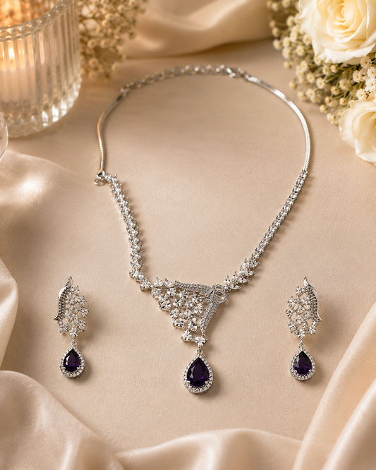 Royal Amethyst Crystal Necklace Set