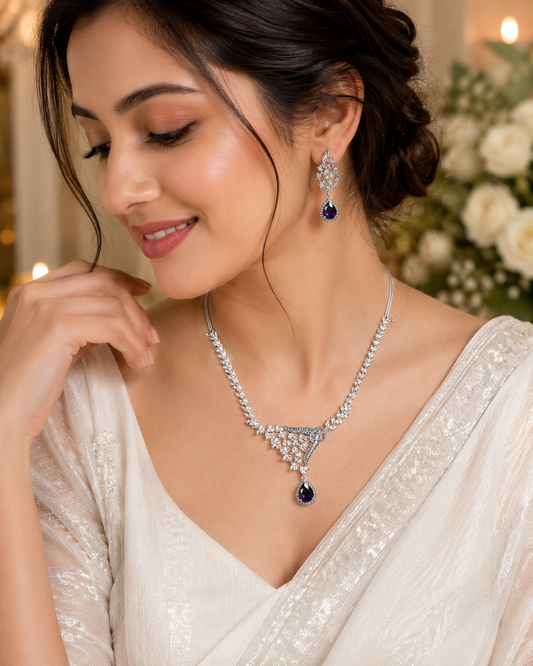 Royal Amethyst Crystal Necklace Set