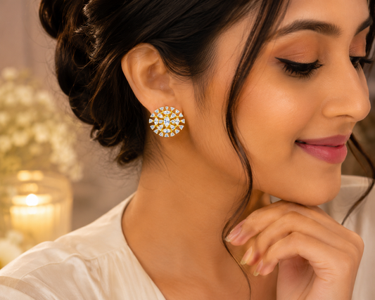Gold Sparkling Sunflower Ear Tops