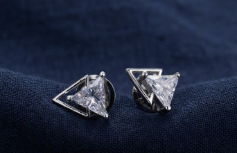 Silver Tria Clear Spark Stud Earrings