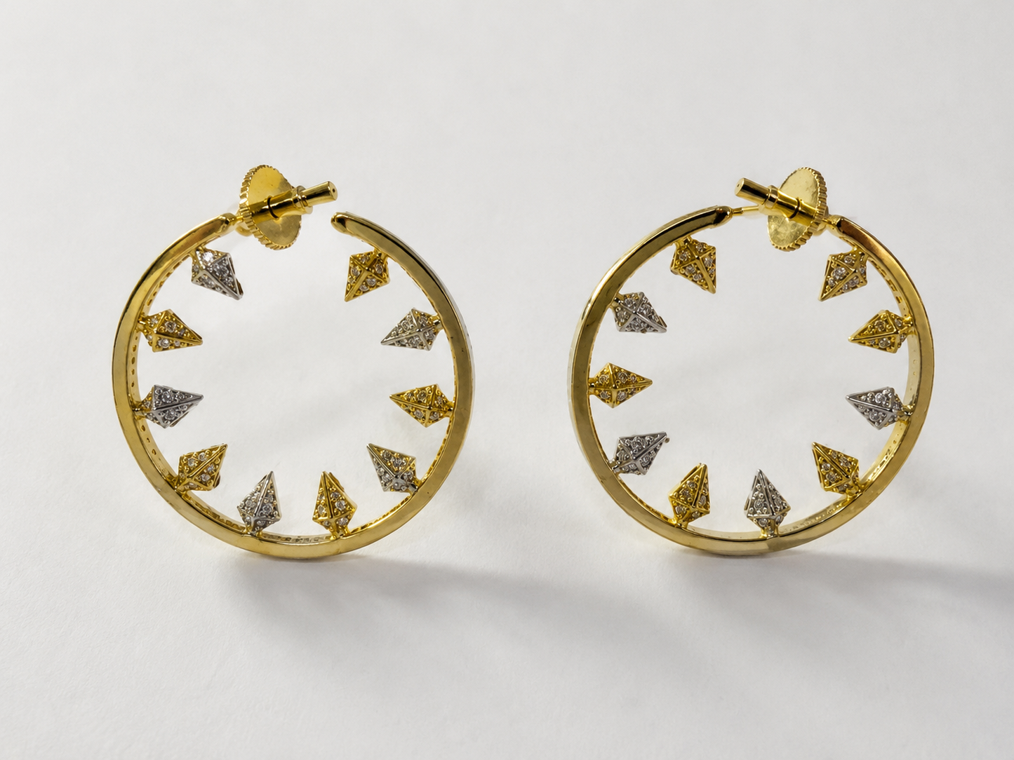 Gold Silver Luna Spike Circle Earrings