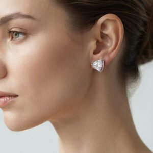Silver Tria Clear Spark Stud Earrings