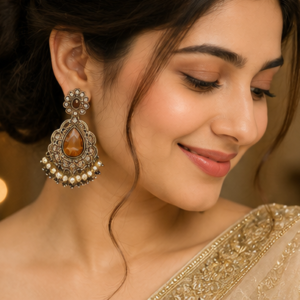 Rose Gold Royale Chandbali Earrings