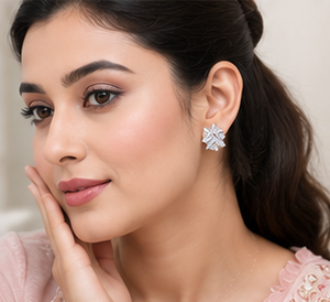 Silver Crystal Orbit Stud Earrings