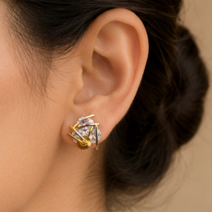 Gold Crystal Orbit Stud Earrings