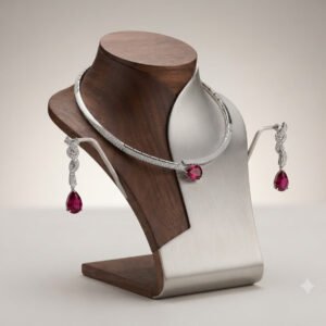 Ruby Red Crystal Choker Necklace Set