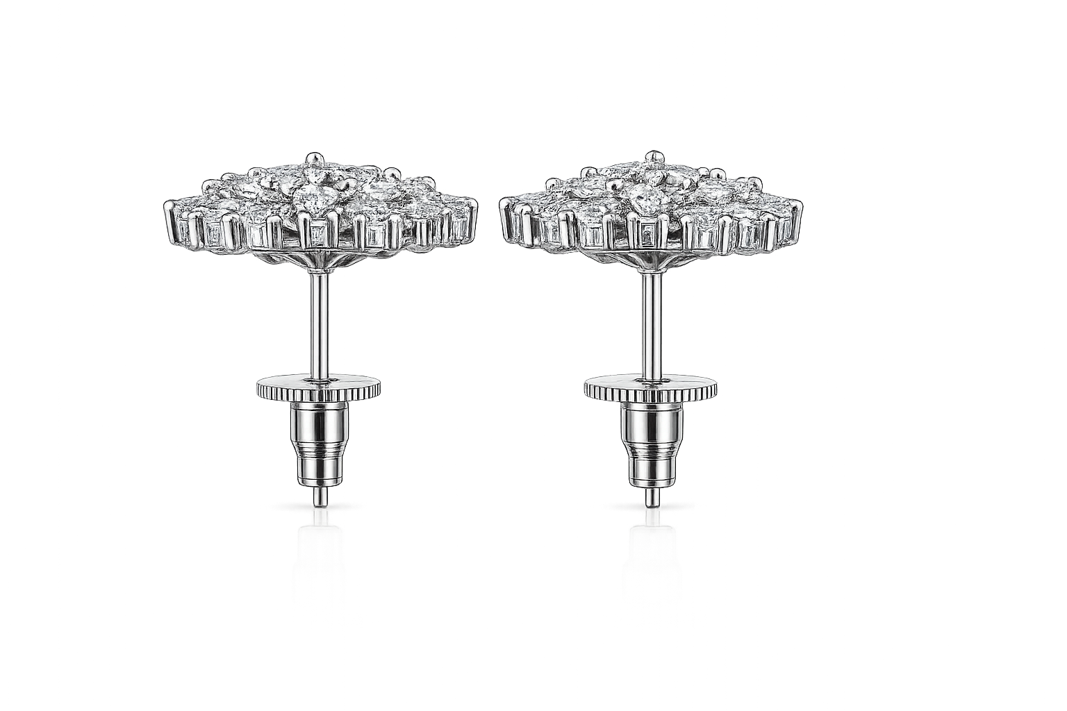 Silver Sparkling Sunflower Ear Tops - Image 3