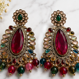 Ruby Prism Heritage Chandbali Earrings