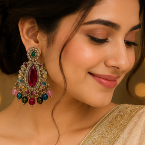 Ruby Prism Heritage Chandbali Earrings
