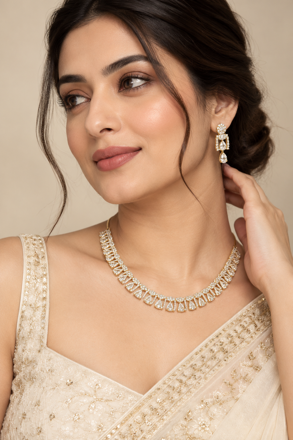 Crystal Elegance Statement Necklace Set - Image 2
