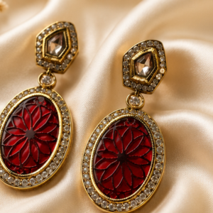 Ruby Bloom Crystal Statement Earrings