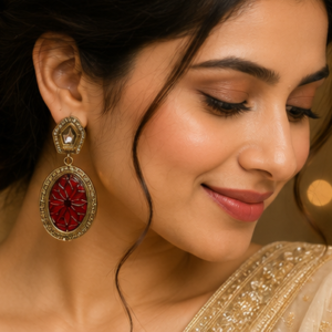 Ruby Bloom Crystal Statement Earrings