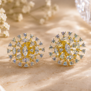 Gold Sparkling Sunflower Ear Tops