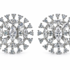 Silver Sparkling Sunflower Ear Tops
