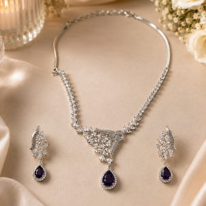 Royal Amethyst Crystal Necklace Set