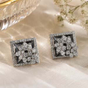 Silver Blue Royal Spark Square Studs