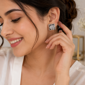 Silver Blue Royal Spark Square Studs