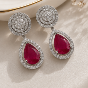SilverBlush Pink Moonligh Teardrop Stud