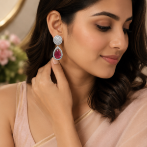 SilverBlush Pink Moonligh Teardrop Stud