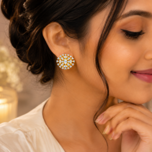 Gold Sparkling Sunflower Ear Tops