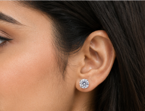 Silver Clear Solitaire  Stud Earrings