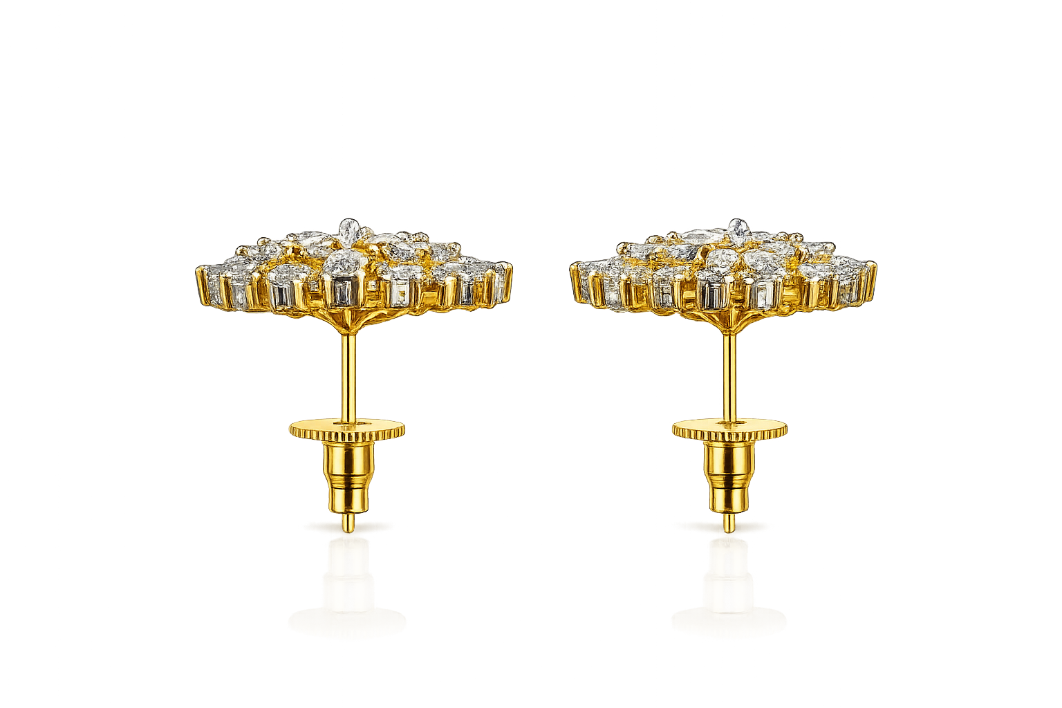 Gold Sparkling Sunflower Ear Tops - Image 3