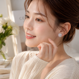 SILVER CLEAR Petal Stud Earrings